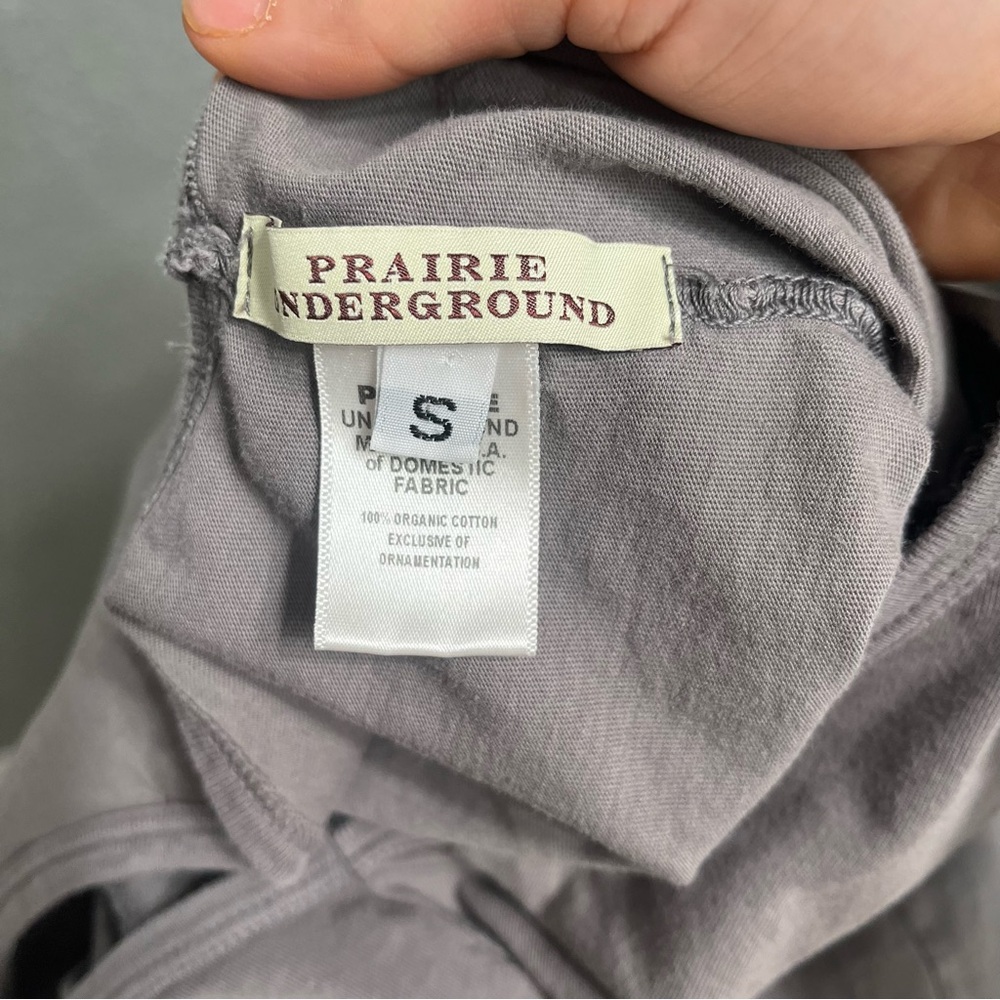 Prairie Underground Gray Ruched T-Shirt Dress Women’s Small Tunic Organic Cotton - Picture 3 of 3